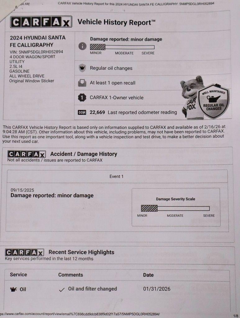 2024 Hyundai SANTA FE Calligraphy