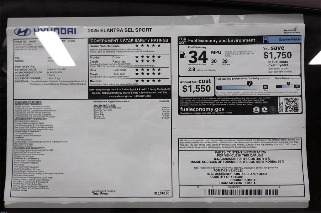 2025 Hyundai ELANTRA SEL Sport